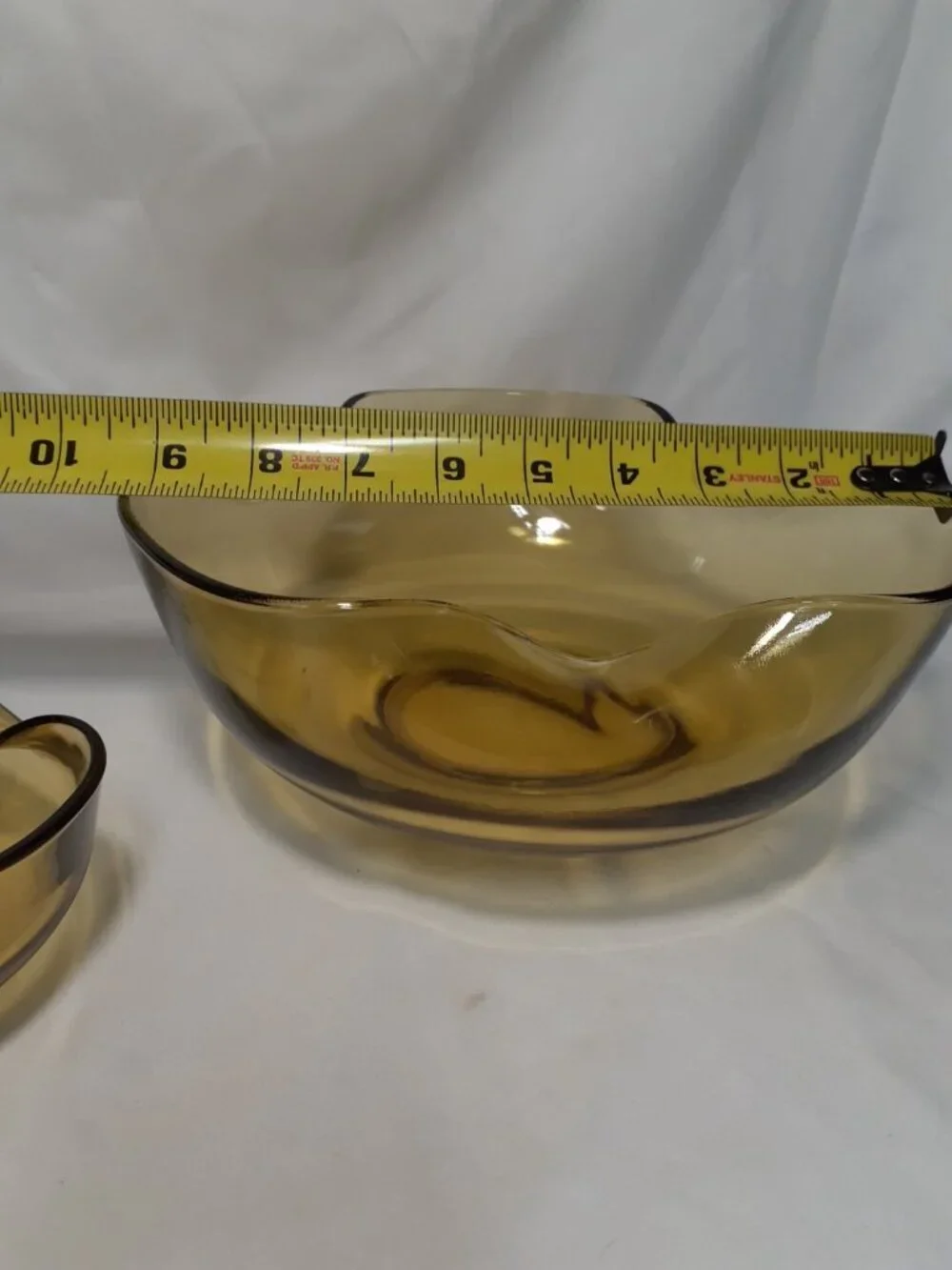Vintage MCM Yellow/Amber Anchor Hocking Chip & Dip Set, Pinched Folded edges,